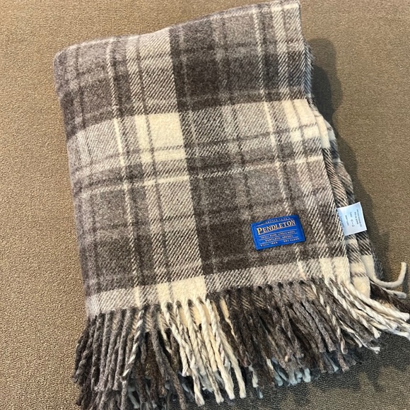 Pendleton Bedding Pendleton 0 Virgin Wool Blanket Grey Plaid Fringe
